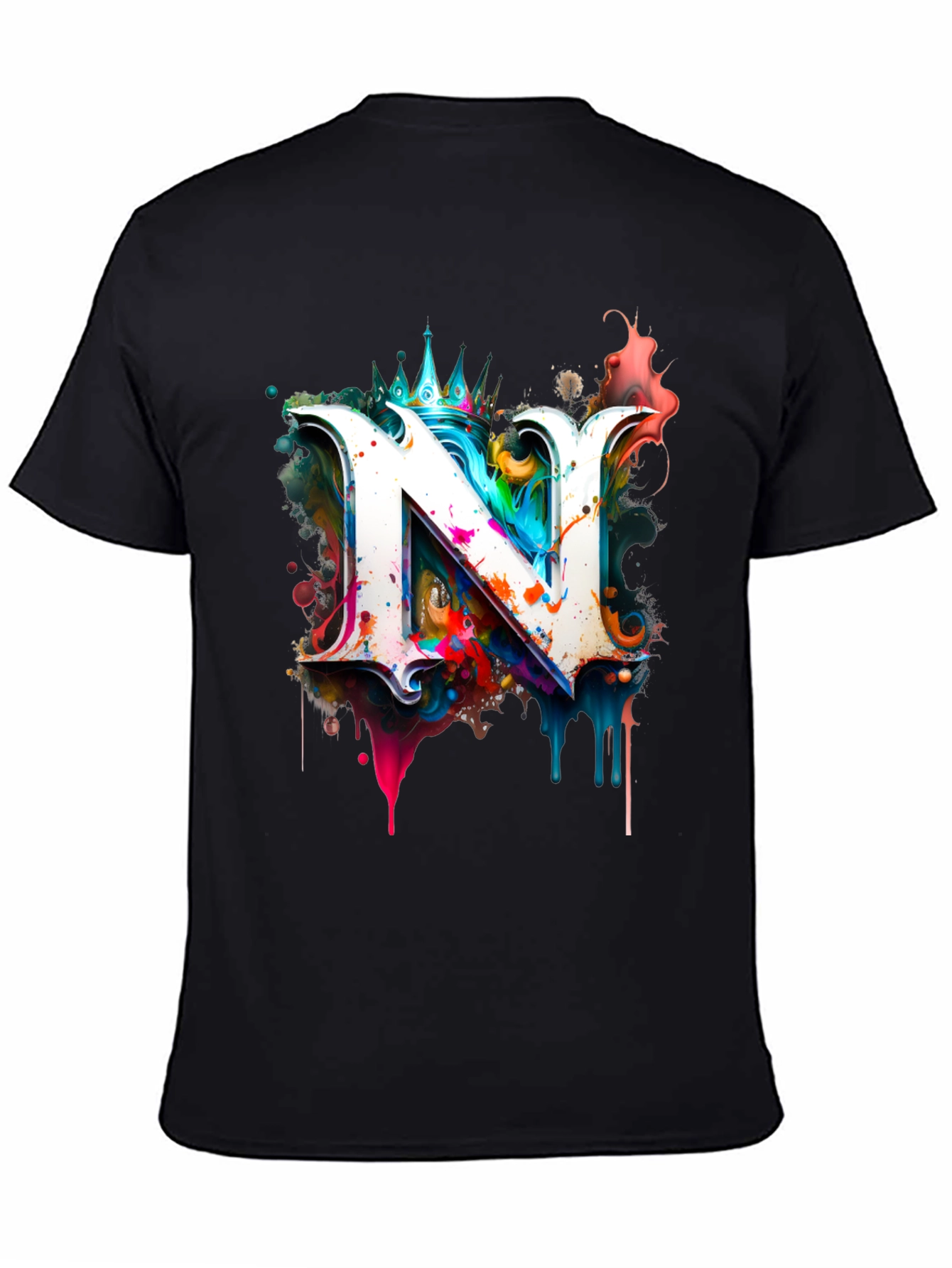Letter N Graphic Black T-Shirt