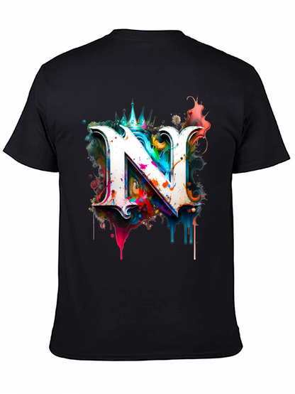 Letter N Graphic Black T-Shirt