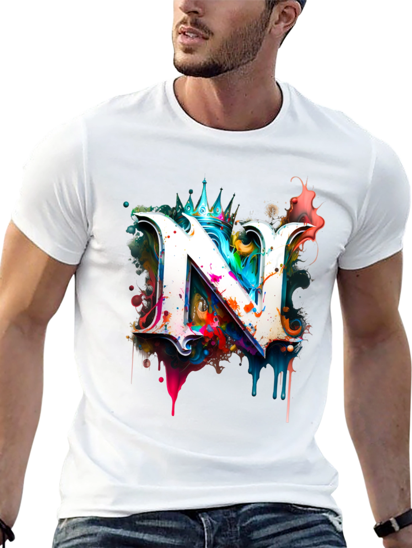 Letter N Graphic Black T-Shirt