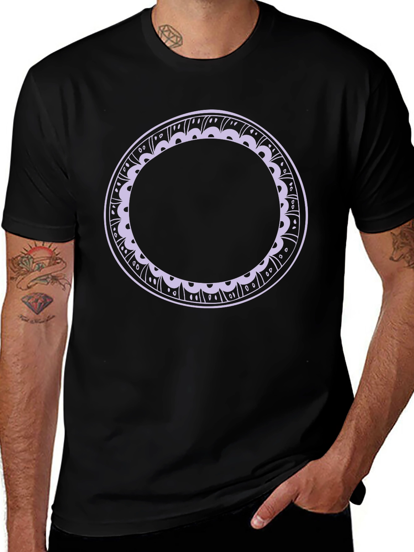 Minimalist Circle Graphic Tee - Black