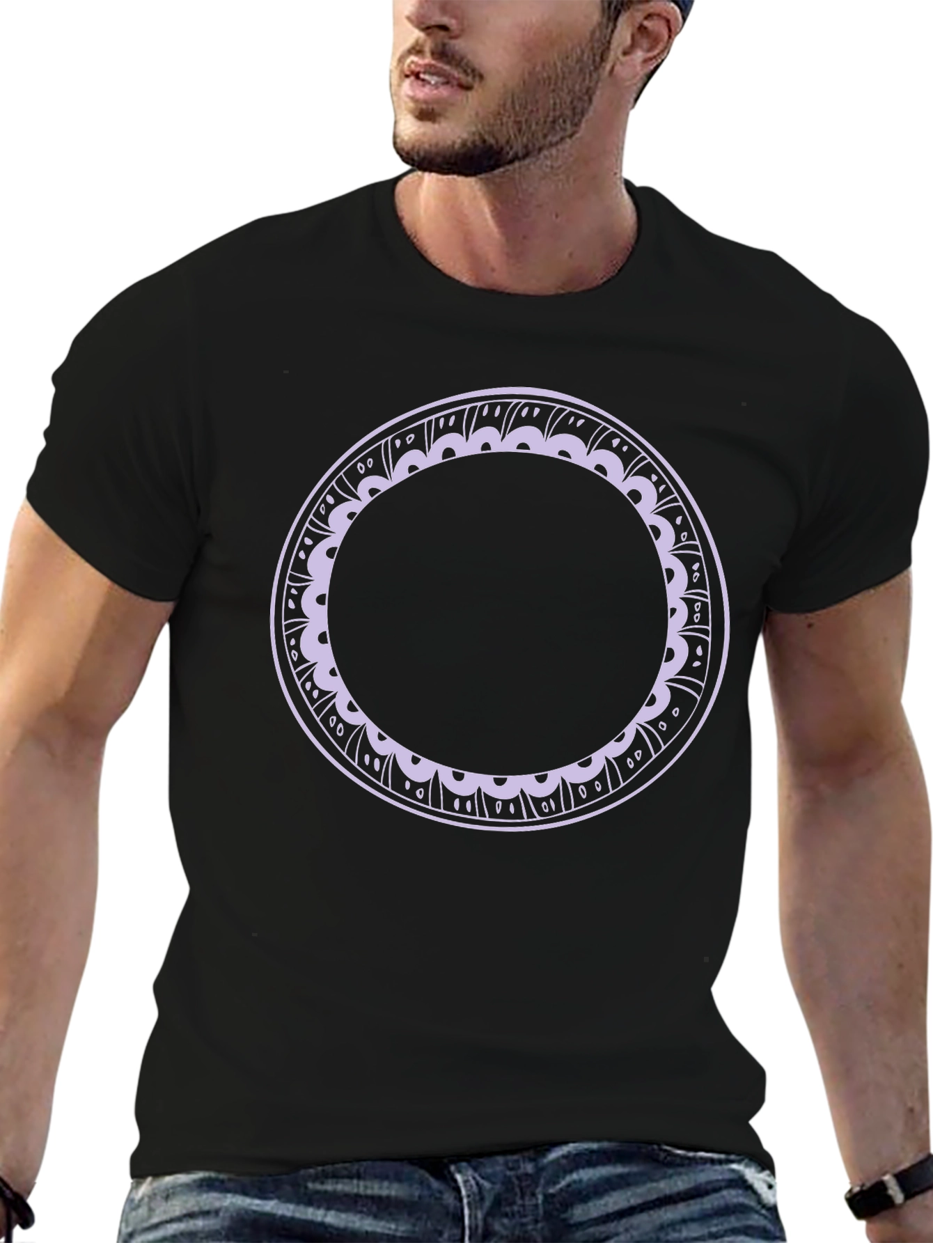 Minimalist Circle Graphic Tee - Black
