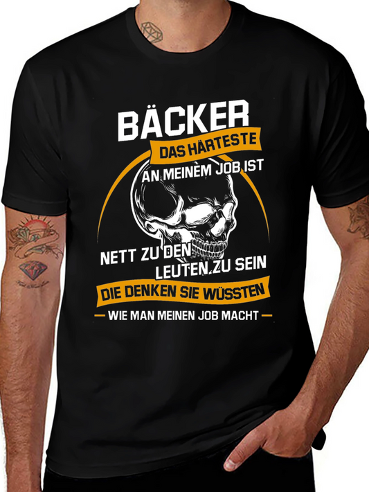 Bäcker Skull Graphic T-Shirt - Bakers Hardest Job