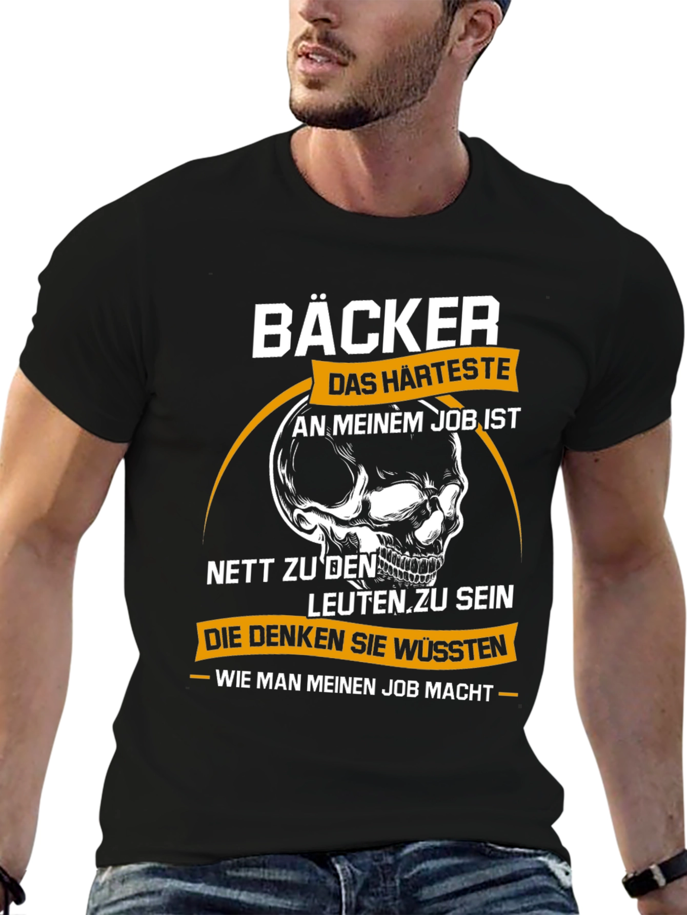 Bäcker Skull Graphic T-Shirt - Bakers Hardest Job