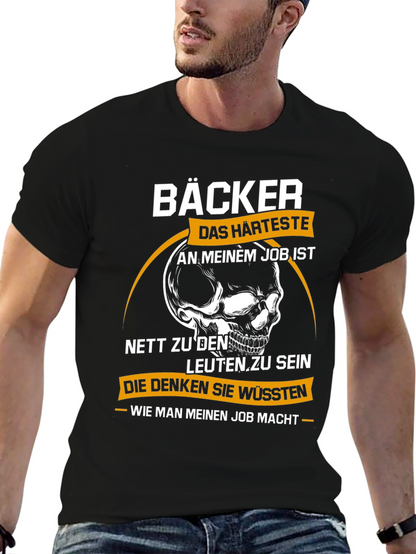 Bäcker Skull Graphic T-Shirt - Bakers Hardest Job