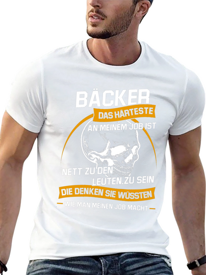 Bäcker Skull Graphic T-Shirt - Bakers Hardest Job