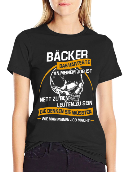 Bäcker Skull Graphic T-Shirt - Bakers Hardest Job