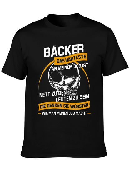 Bäcker Skull Graphic T-Shirt - Bakers Hardest Job