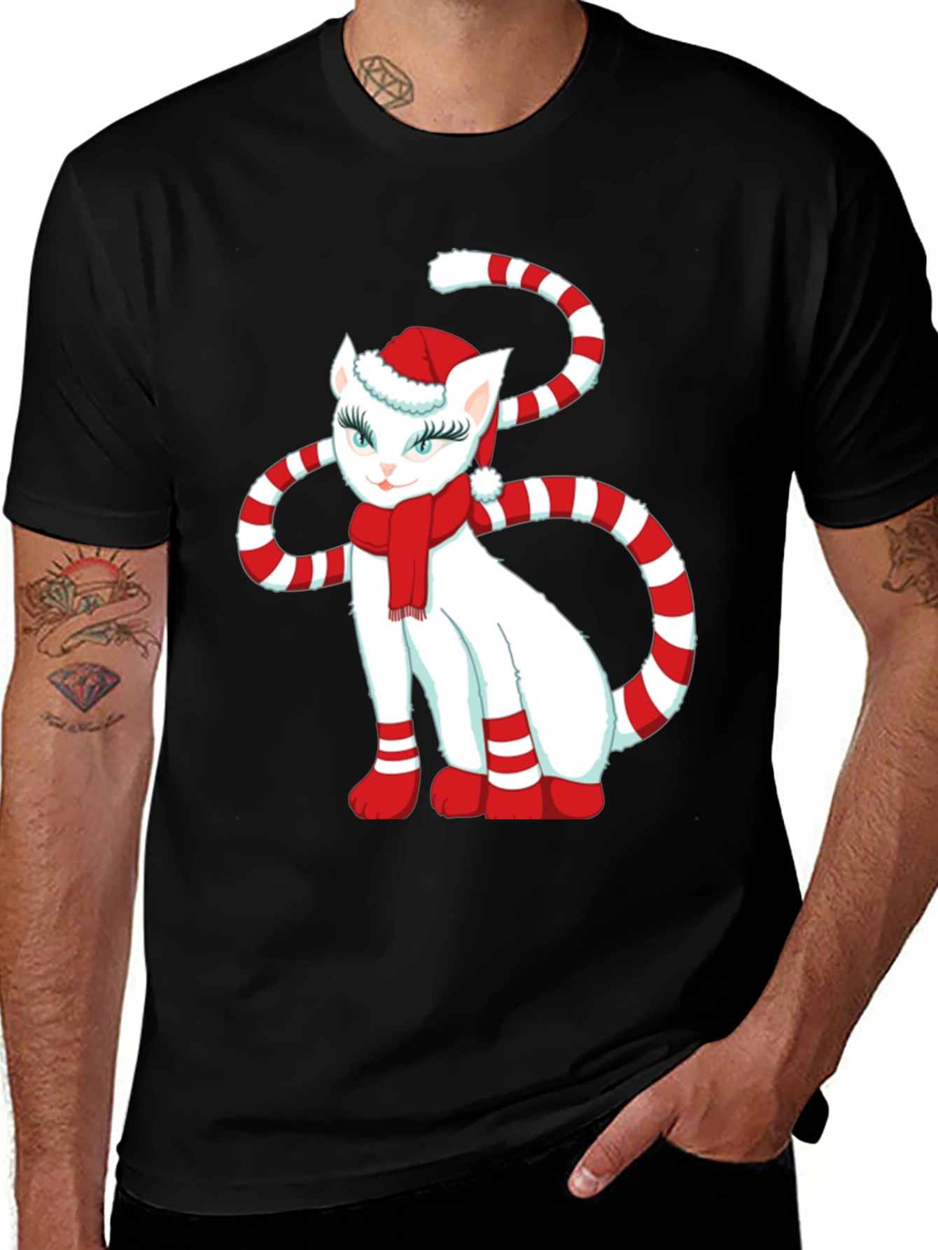 Festive Cat Graphic Tee: Holiday Cheer!