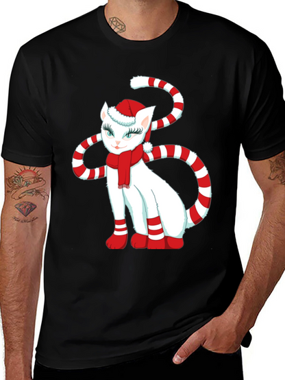 Festive Cat Graphic Tee: Holiday Cheer!