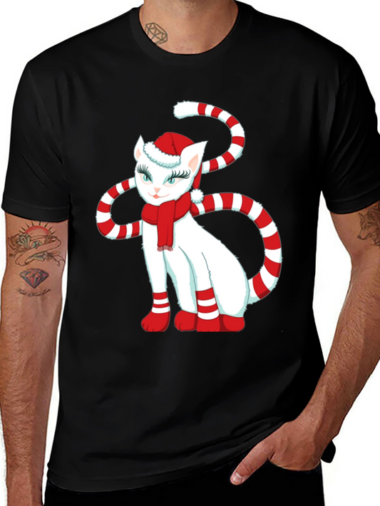 Festive Cat Graphic Tee: Holiday Cheer!