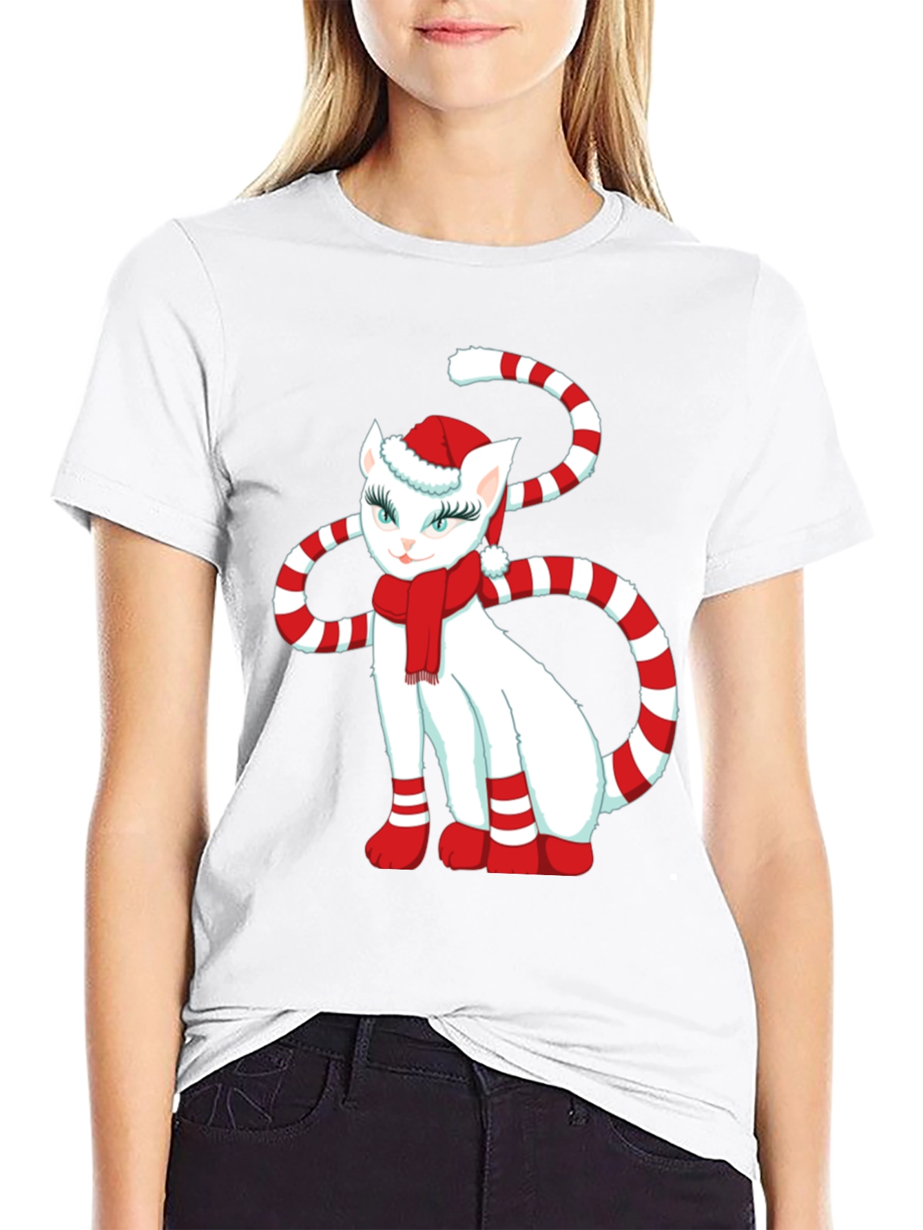 Festive Cat Graphic Tee: Holiday Cheer!
