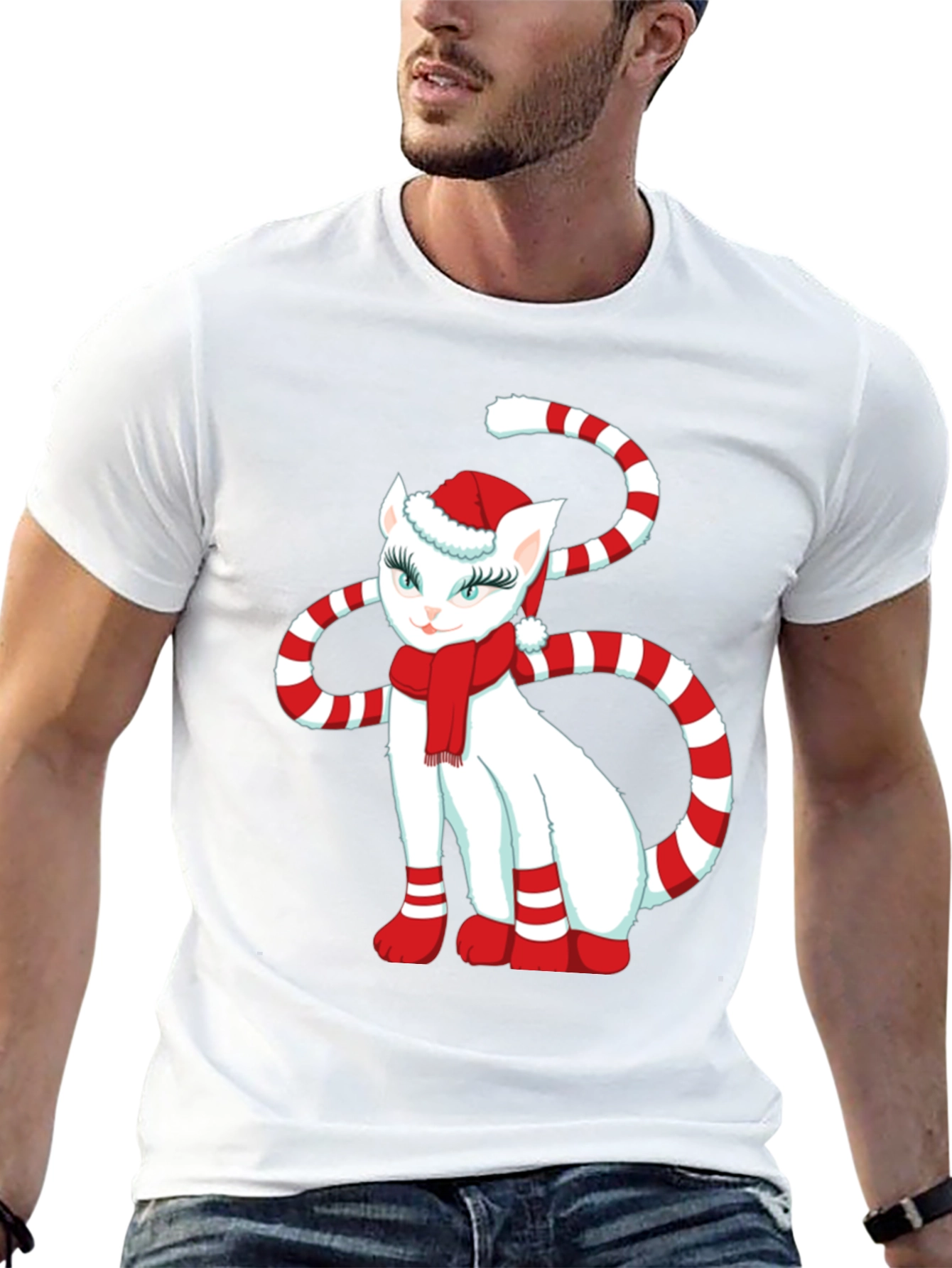 Festive Cat Graphic Tee: Holiday Cheer!