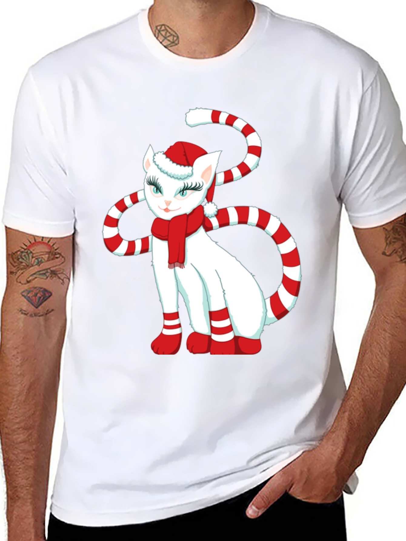 Festive Cat Graphic Tee: Holiday Cheer!