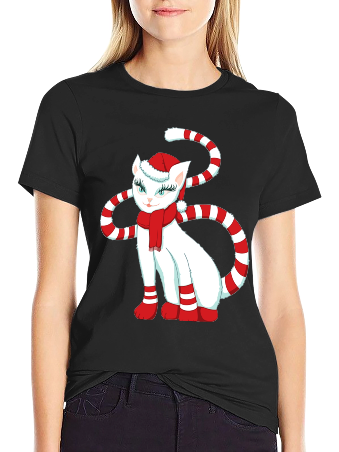 Festive Cat Graphic Tee: Holiday Cheer!
