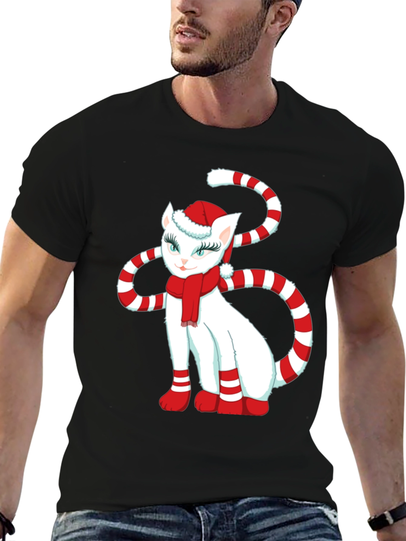 Festive Cat Graphic Tee: Holiday Cheer!