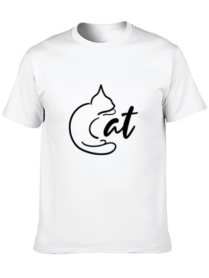 Minimalist Cat Graphic Black T-Shirt