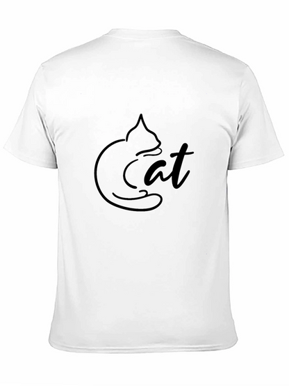 Minimalist Cat Graphic Black T-Shirt