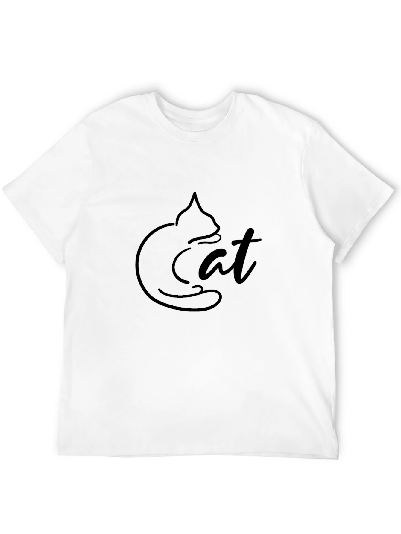 Minimalist Cat Graphic Black T-Shirt