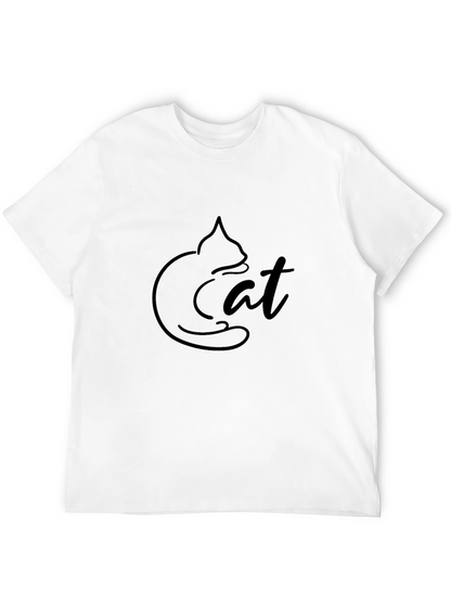 Minimalist Cat Graphic Black T-Shirt