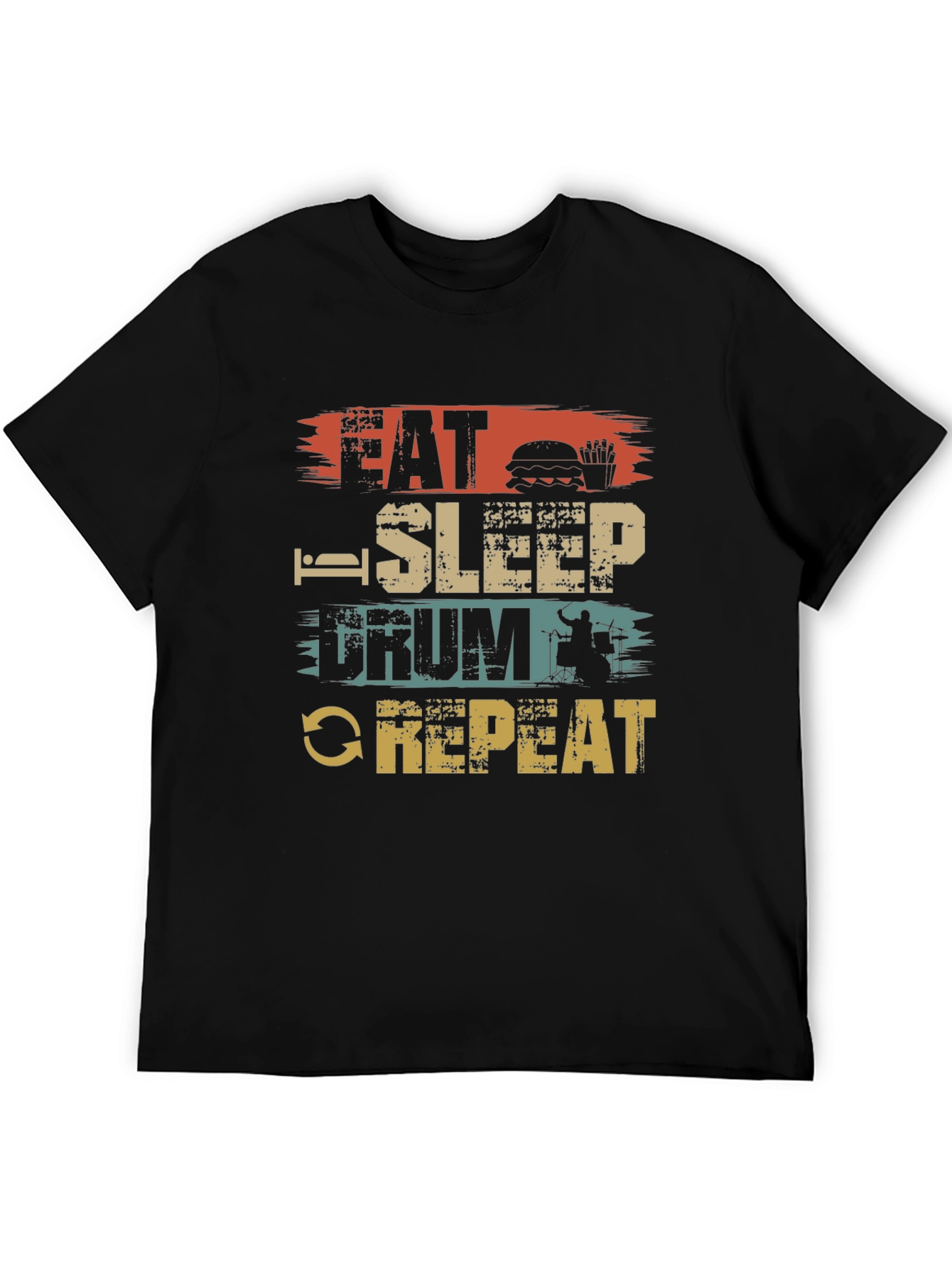 Eat Sleep Drum Repeat T-Shirt Black