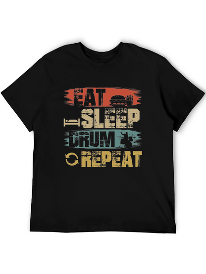 Eat Sleep Drum Repeat T-Shirt Black