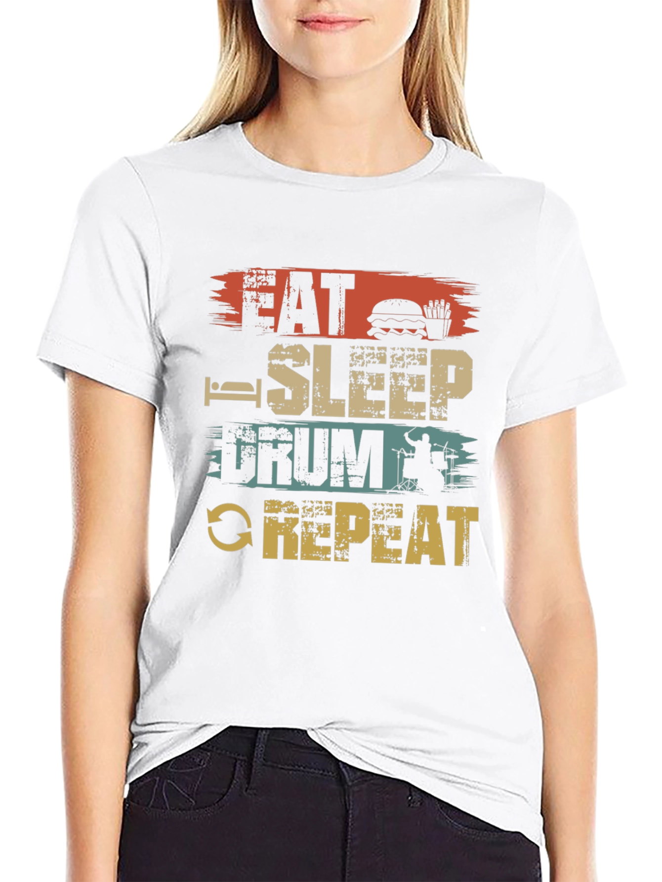 Eat Sleep Drum Repeat T-Shirt Black