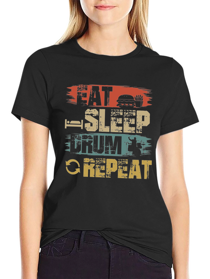 Eat Sleep Drum Repeat T-Shirt Black