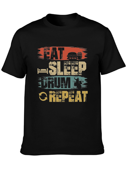 Eat Sleep Drum Repeat T-Shirt Black