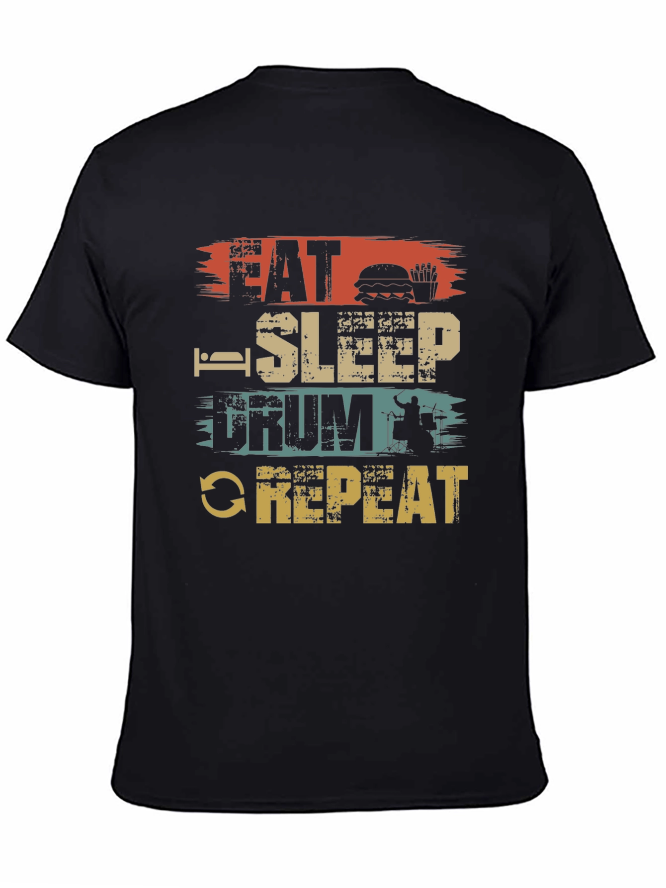 Eat Sleep Drum Repeat T-Shirt Black
