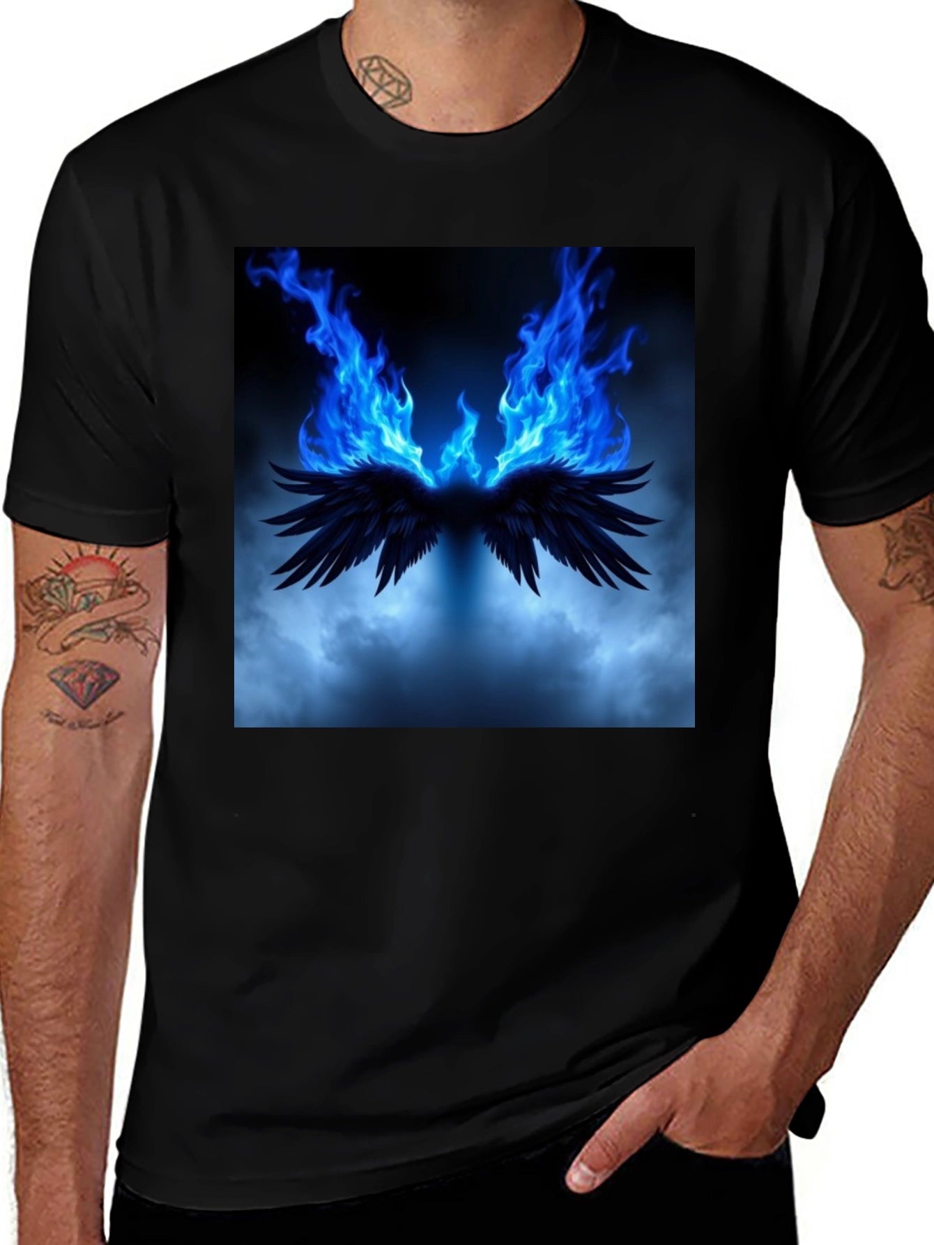 Fiery Wings Graphic Black T-Shirt