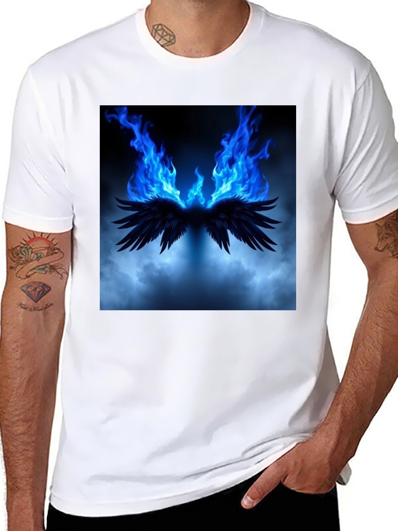Fiery Wings Graphic Black T-Shirt