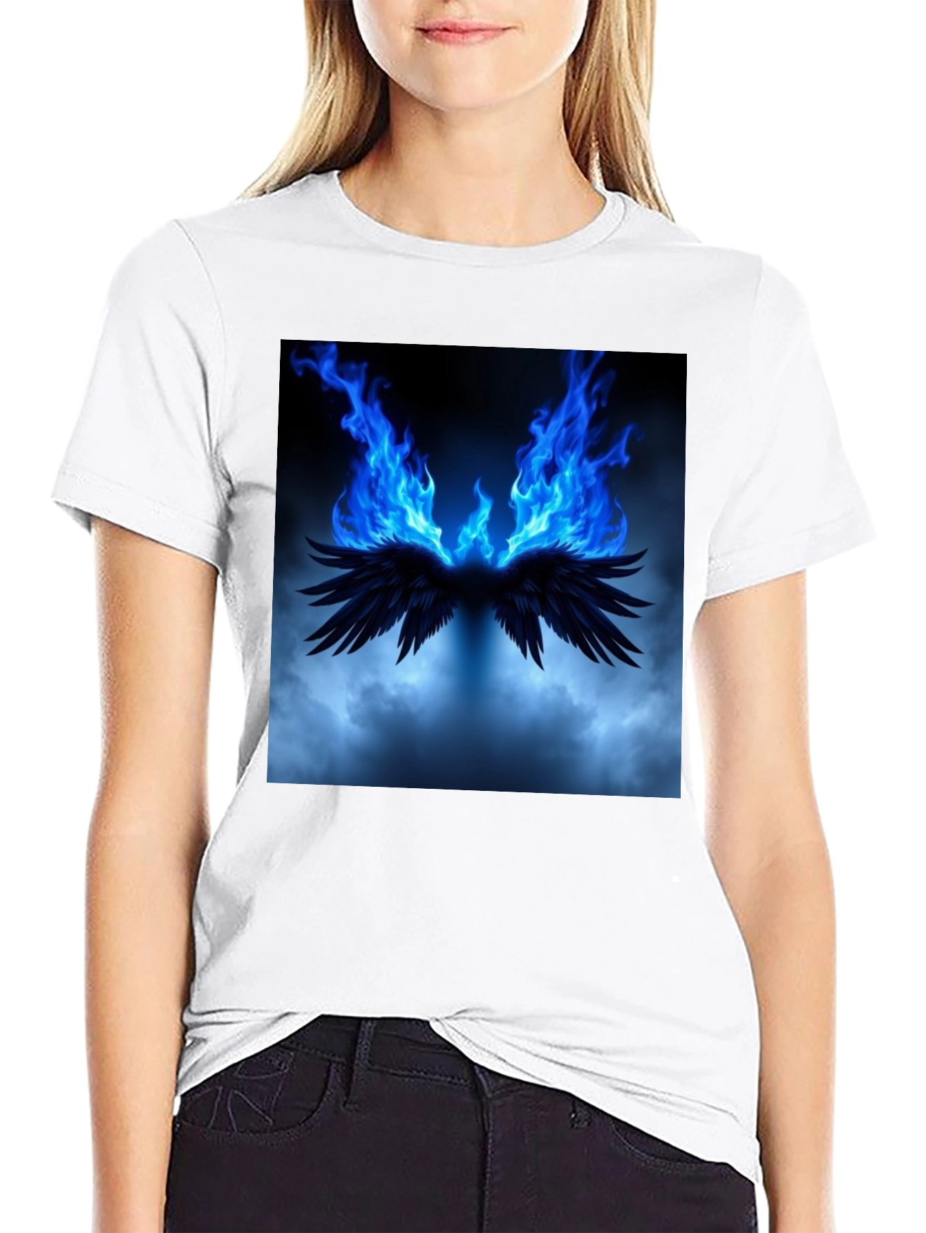 Fiery Wings Graphic Black T-Shirt