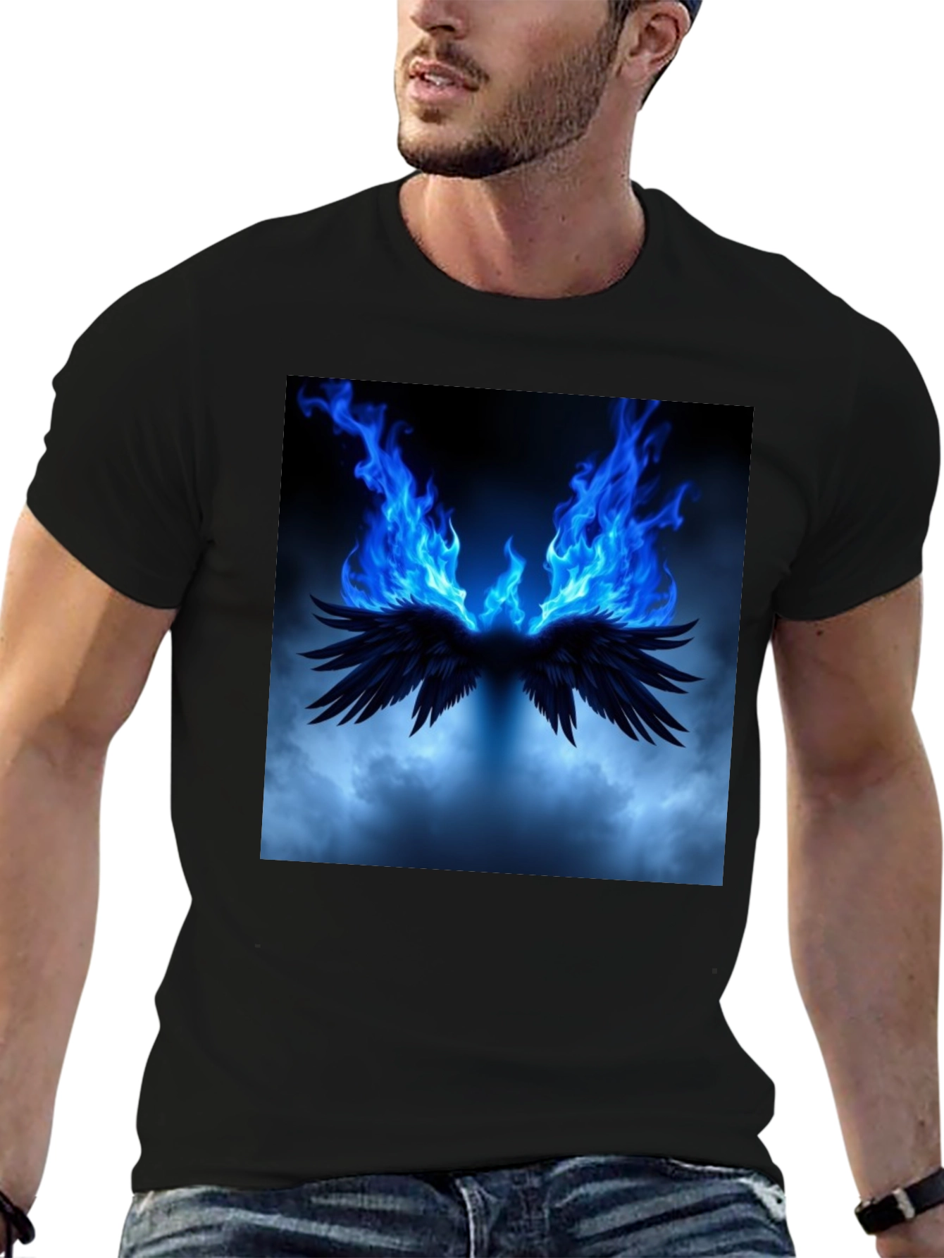 Fiery Wings Graphic Black T-Shirt