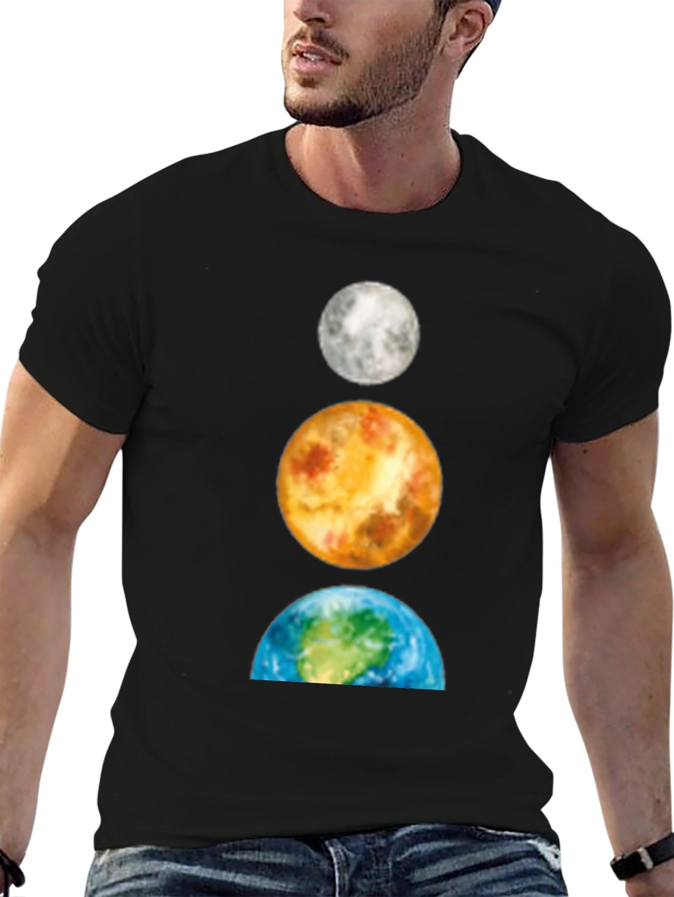 Planets Stacked T-Shirt: Moon Venus Earth
