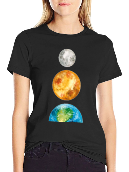 Planets Stacked T-Shirt: Moon Venus Earth