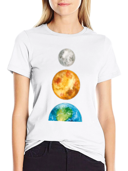 Planets Stacked T-Shirt: Moon Venus Earth