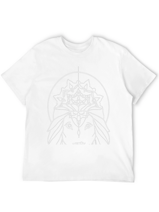 Abstract White Mandala Print Black T-Shirt
