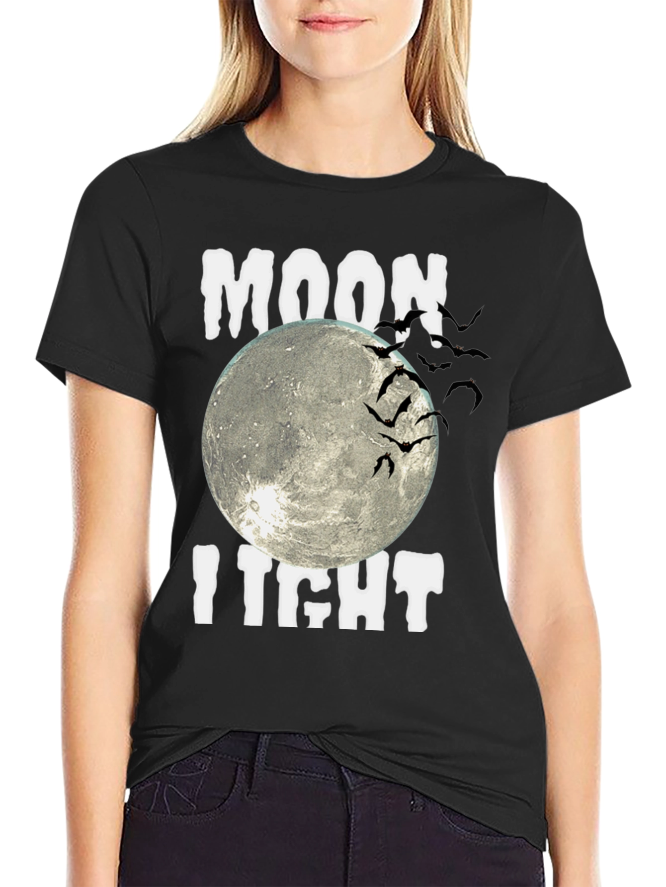 Moonlight Bats Graphic Tee - Halloween Shirt
