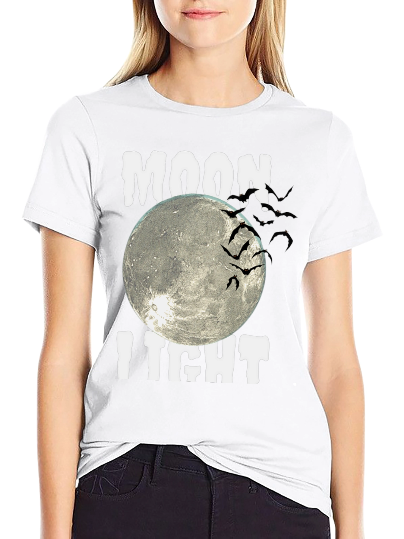 Moonlight Bats Graphic Tee - Halloween Shirt