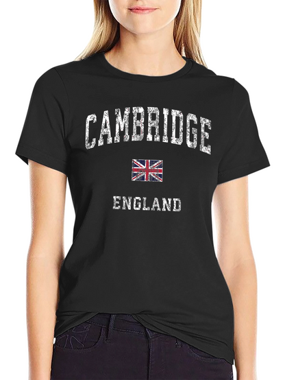 Cambridge England UK Flag Black Graphic T-Shirt