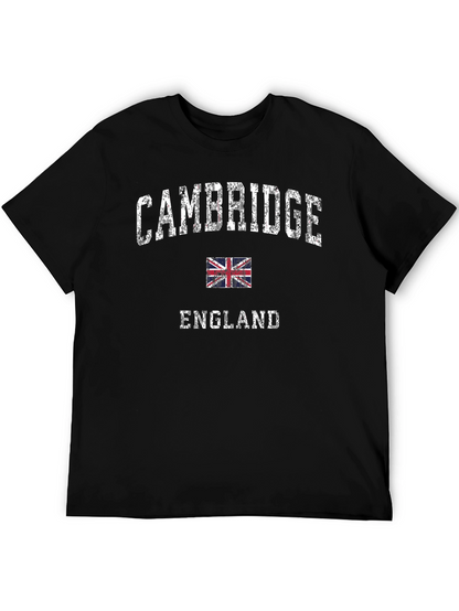 Cambridge England UK Flag Black Graphic T-Shirt