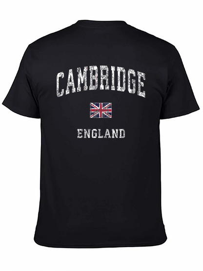 Cambridge England UK Flag Black Graphic T-Shirt