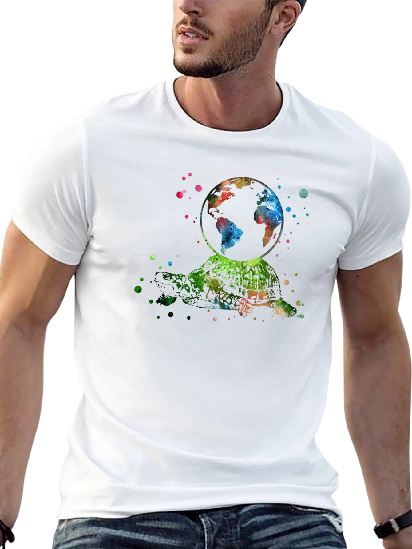 Watercolor Turtle Earth T-Shirt