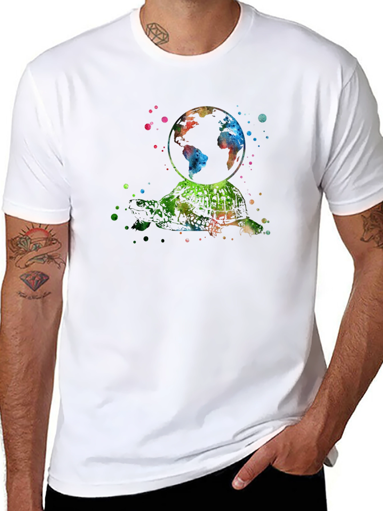 Watercolor Turtle Earth T-Shirt