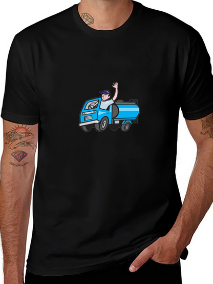 Cartoon Truck Black T-Shirt