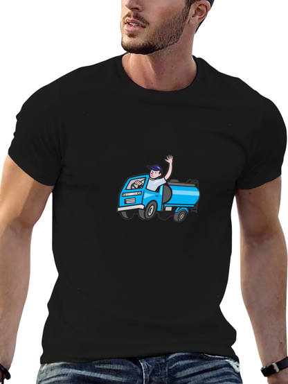 Cartoon Truck Black T-Shirt