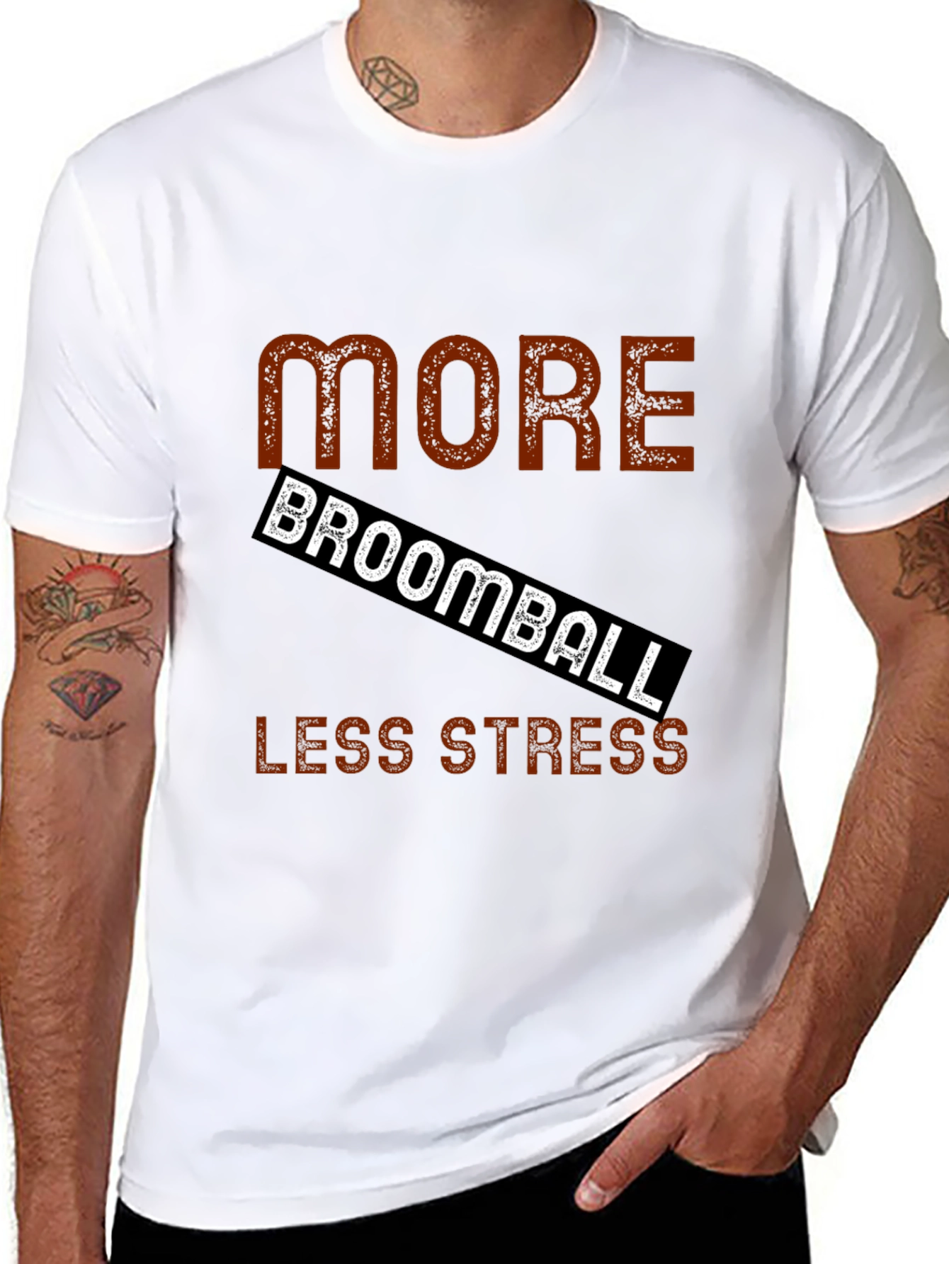 More Broomball Less Stress Black T-Shirt