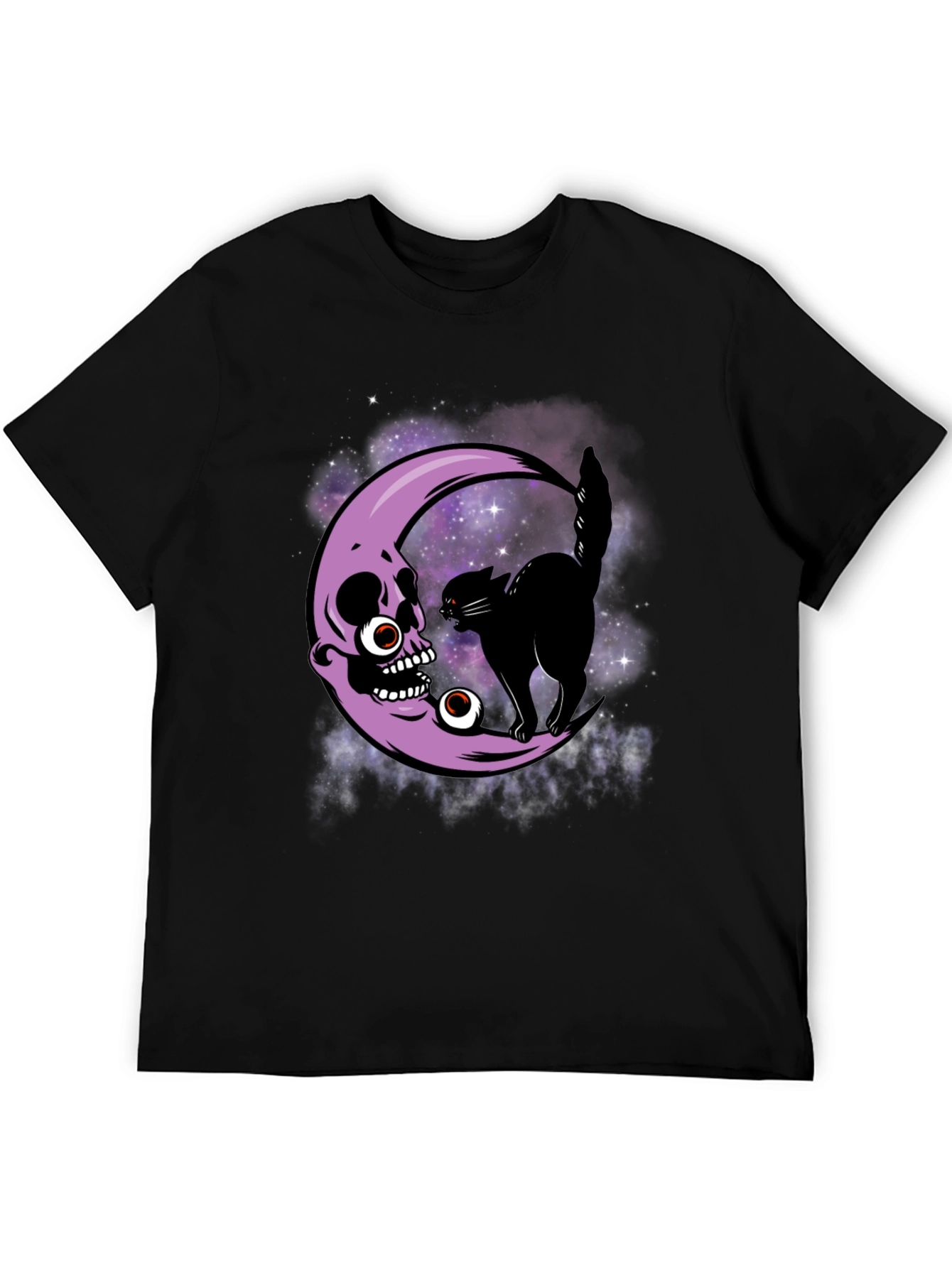 Skull Moon Cat T-Shirt - Halloween Spooky Design