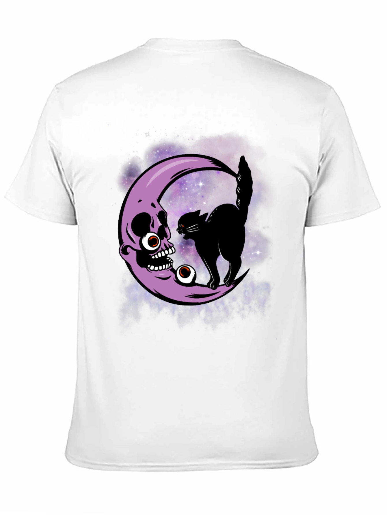 Skull Moon Cat T-Shirt - Halloween Spooky Design
