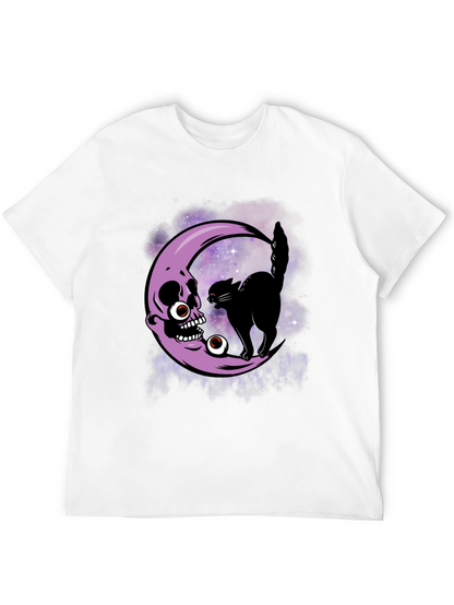 Skull Moon Cat T-Shirt - Halloween Spooky Design